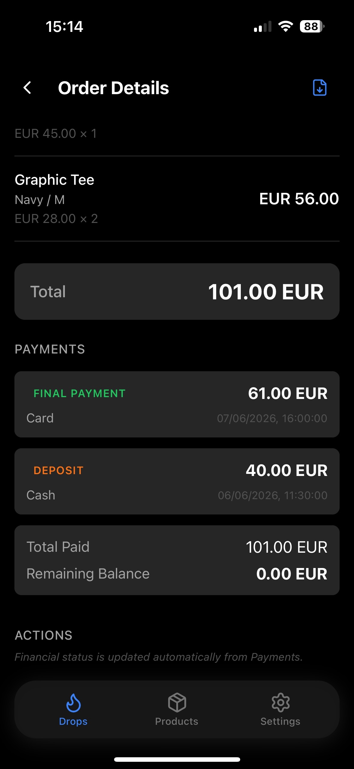 DropFlow drops screen
