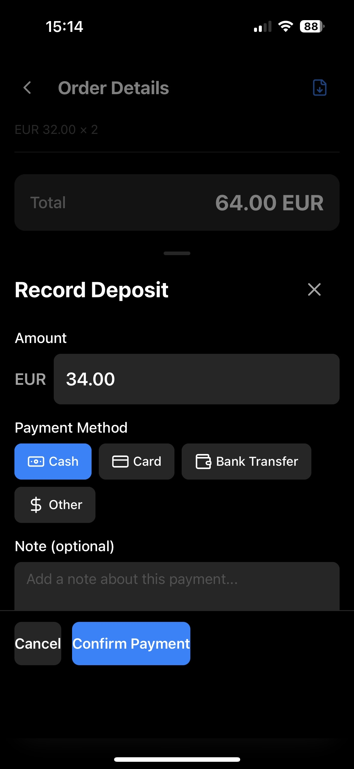 DropFlow payments screen
